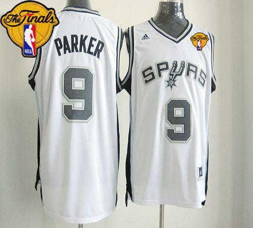 White New Revolution 30 Spurs #9 Tony Parker Finals Patch Stitched NBA Jersey